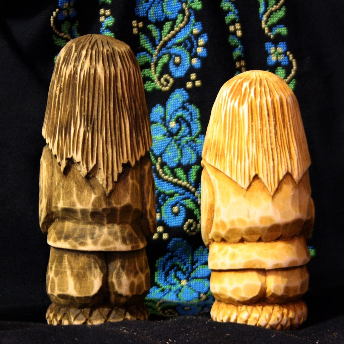 Slavic Domovoi wheat statue back view hand carved linden wood