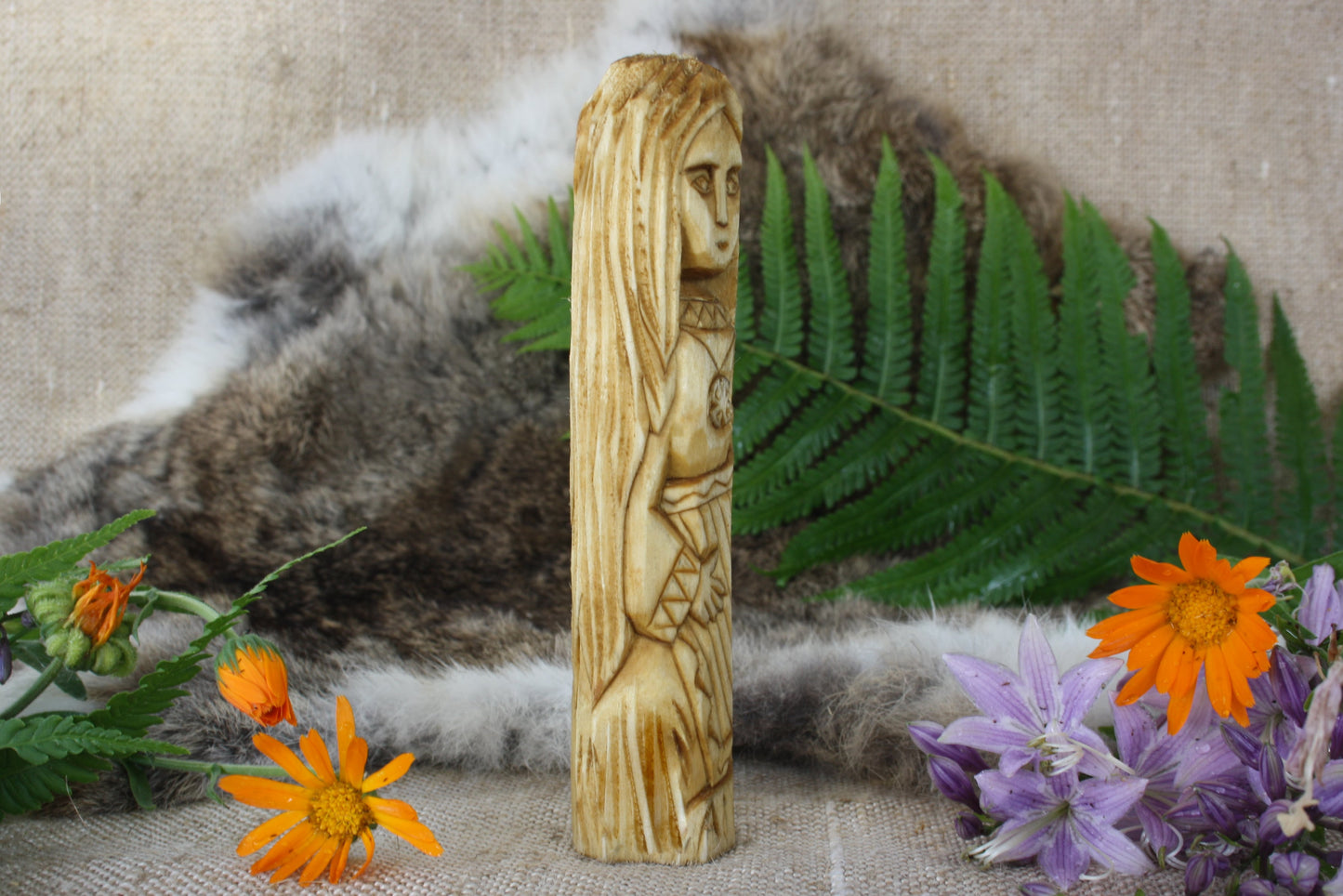 Wooden figurine of Celtic Goddess AIBELL.