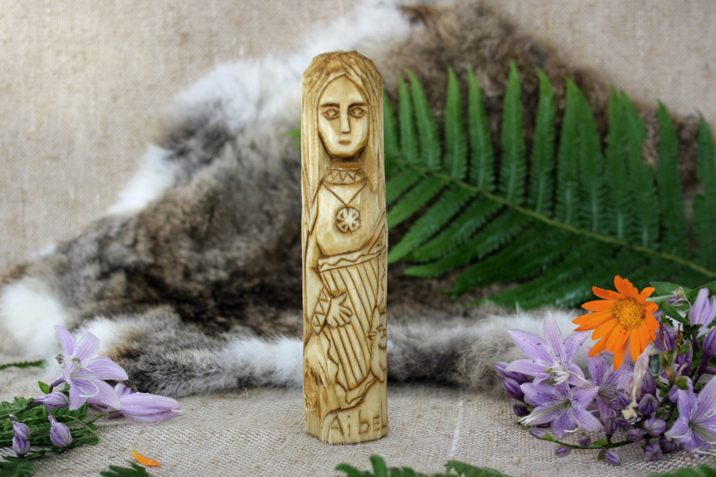 Wooden figurine of Celtic Goddess AIBELL.