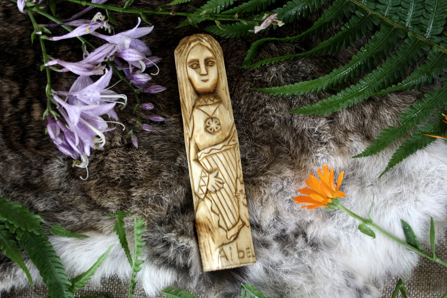 Wooden figurine of Celtic Goddess AIBELL.