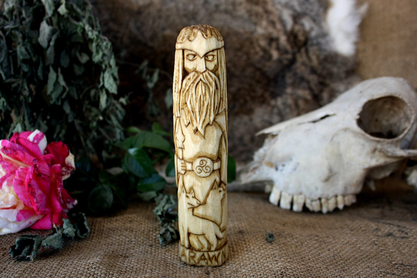 Wooden figurine of Celtic God ARAWN.