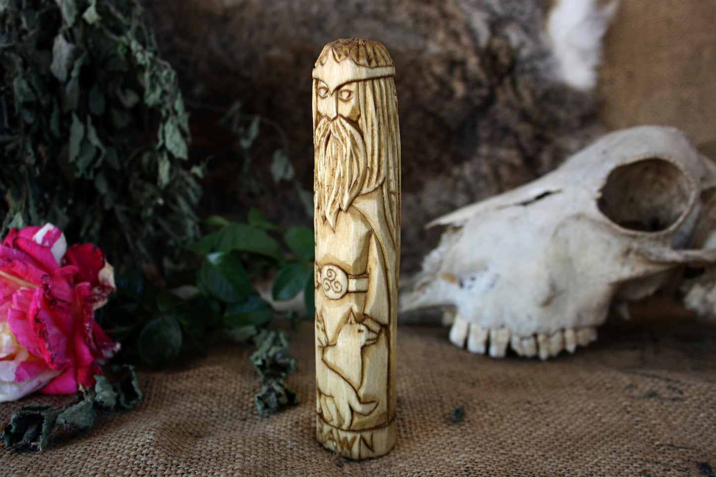 Wooden figurine of Celtic God ARAWN.