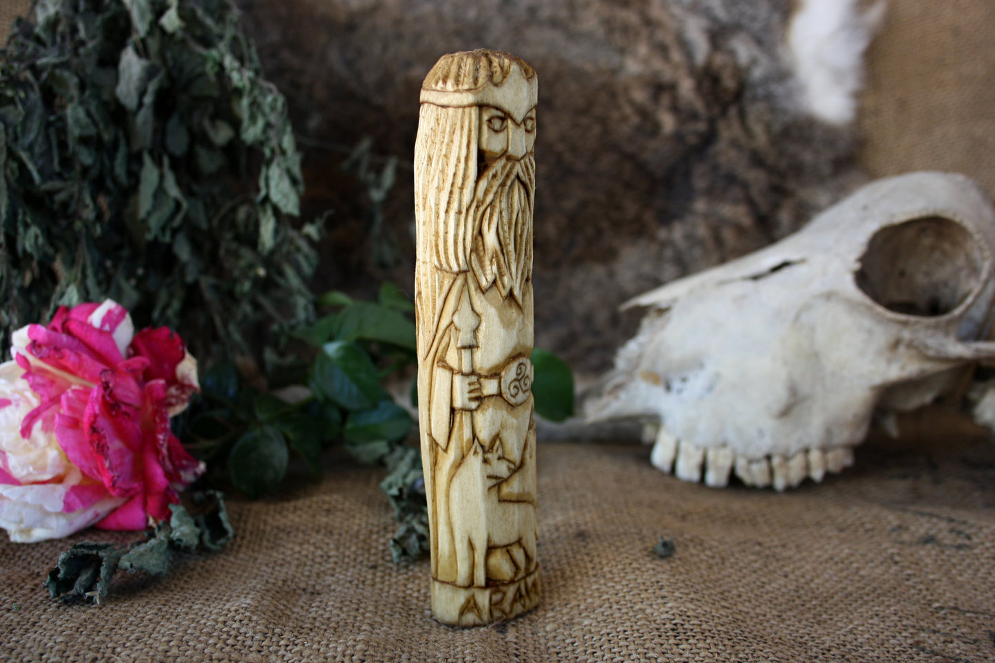 Wooden figurine of Celtic God ARAWN.
