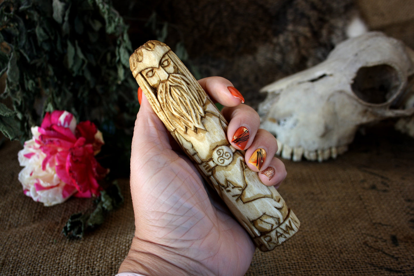 Wooden figurine of Celtic God ARAWN.