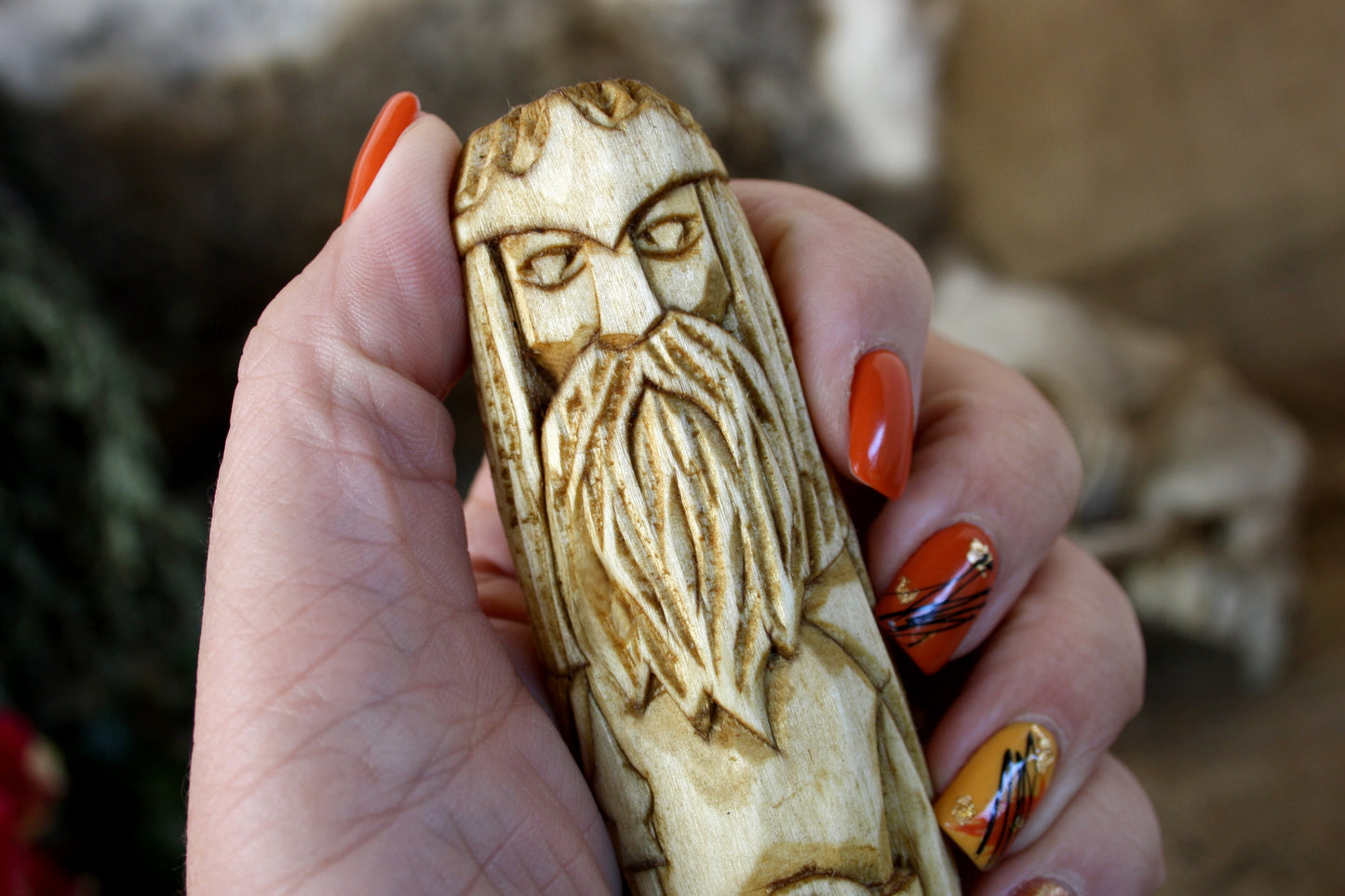 Wooden figurine of Celtic God ARAWN.