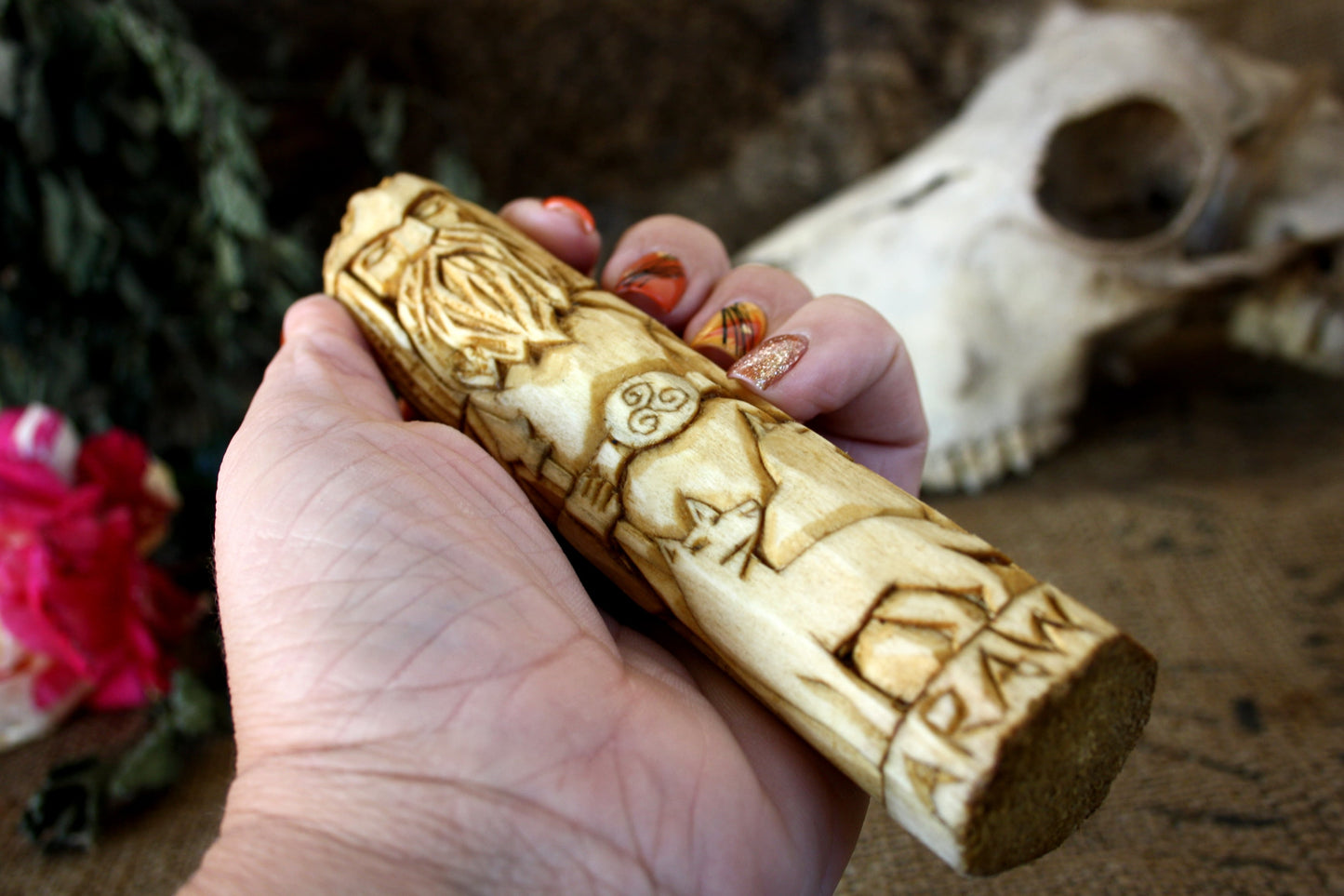 Wooden figurine of Celtic God ARAWN.