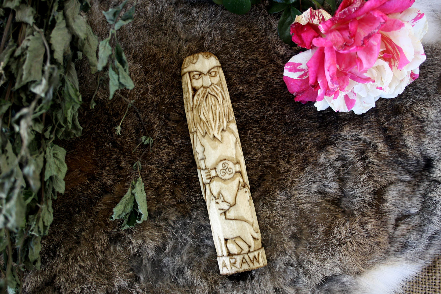 Wooden figurine of Celtic God ARAWN.