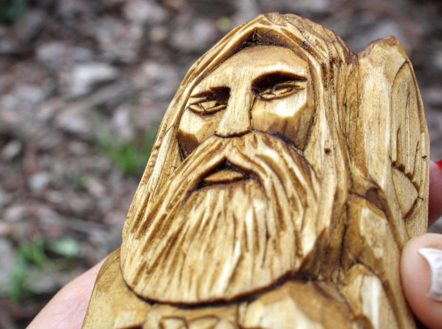 Big wooden statue of dagda. statue celtic
