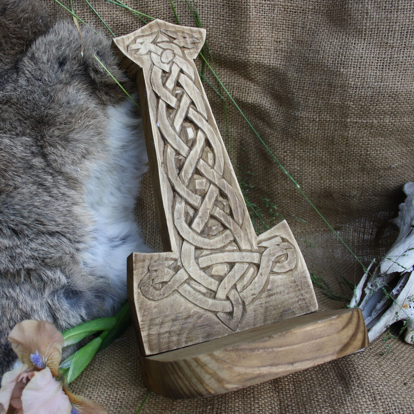 Thor’s Hammer wooden altar shelf without candle