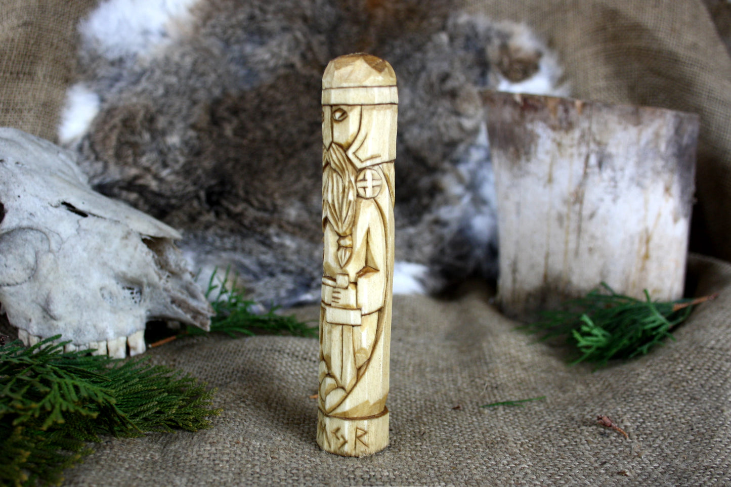 Wooden figurine of Norse God FREYR