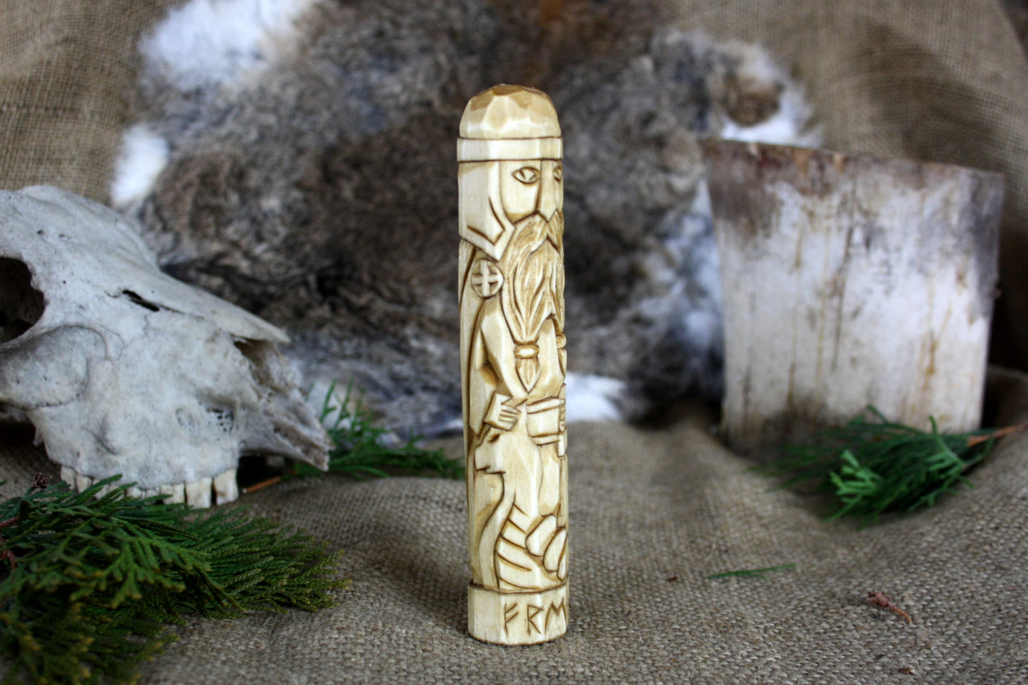 Wooden figurine of Norse God FREYR