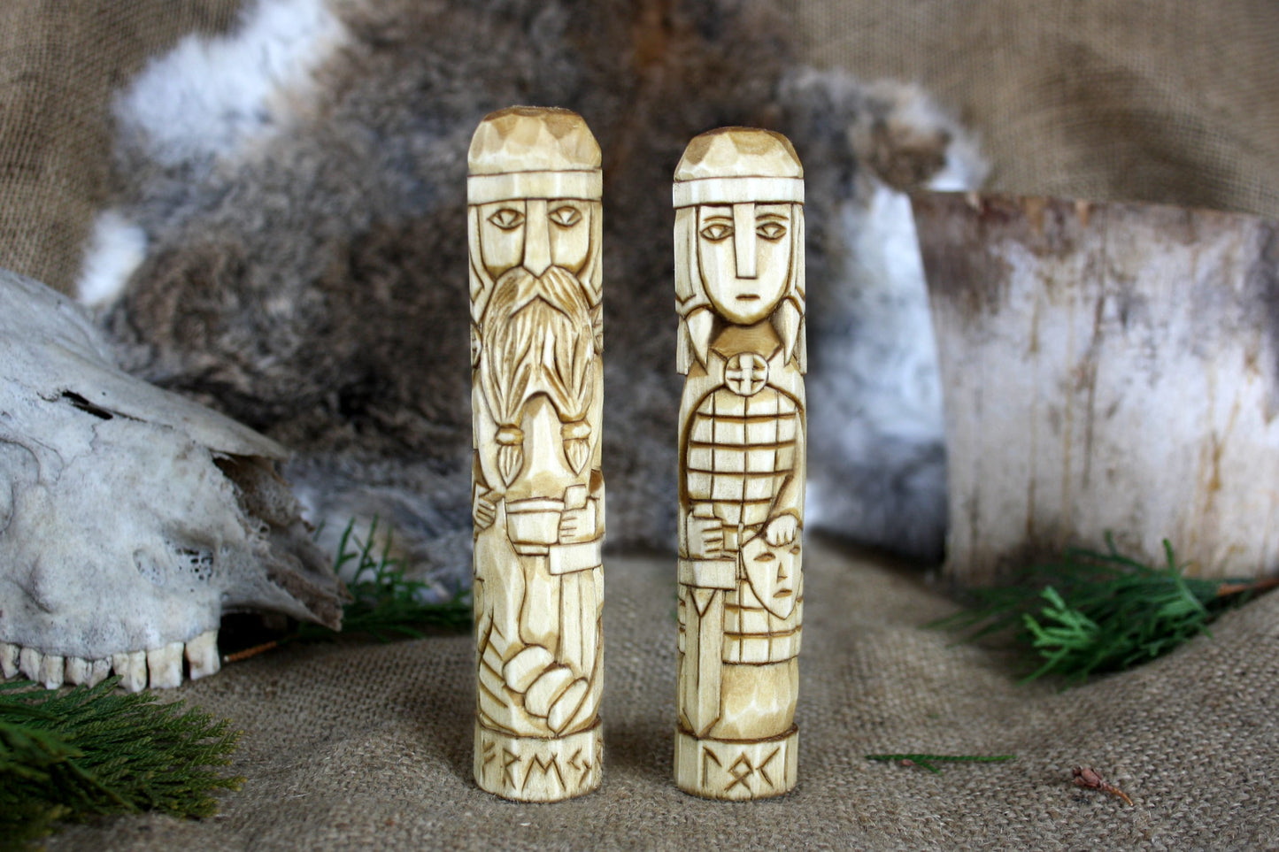 Norse Pantheon of gods. Big Scandinavian altar