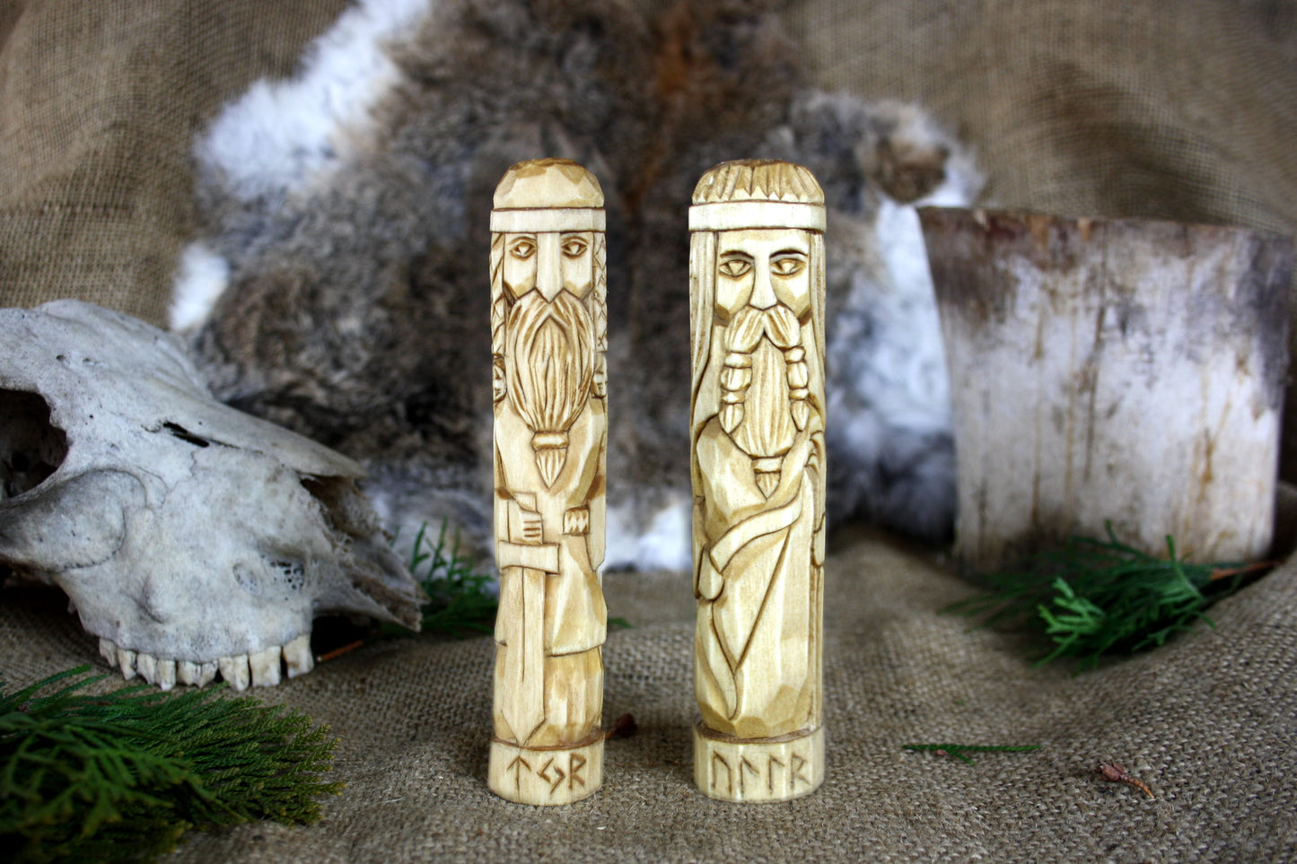Norse Pantheon of gods. Big Scandinavian altar