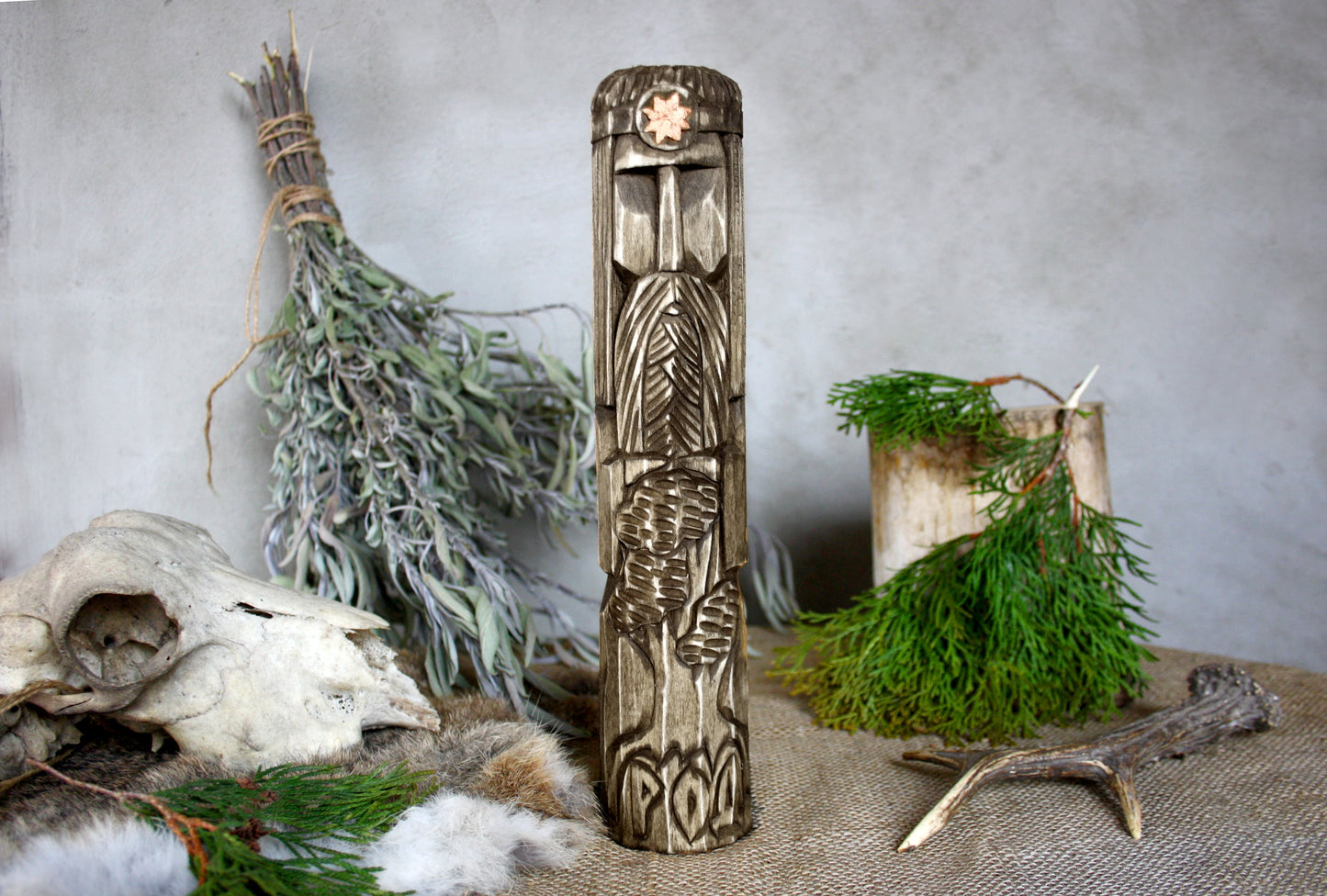 Wooden statue of main Slavic God ROD