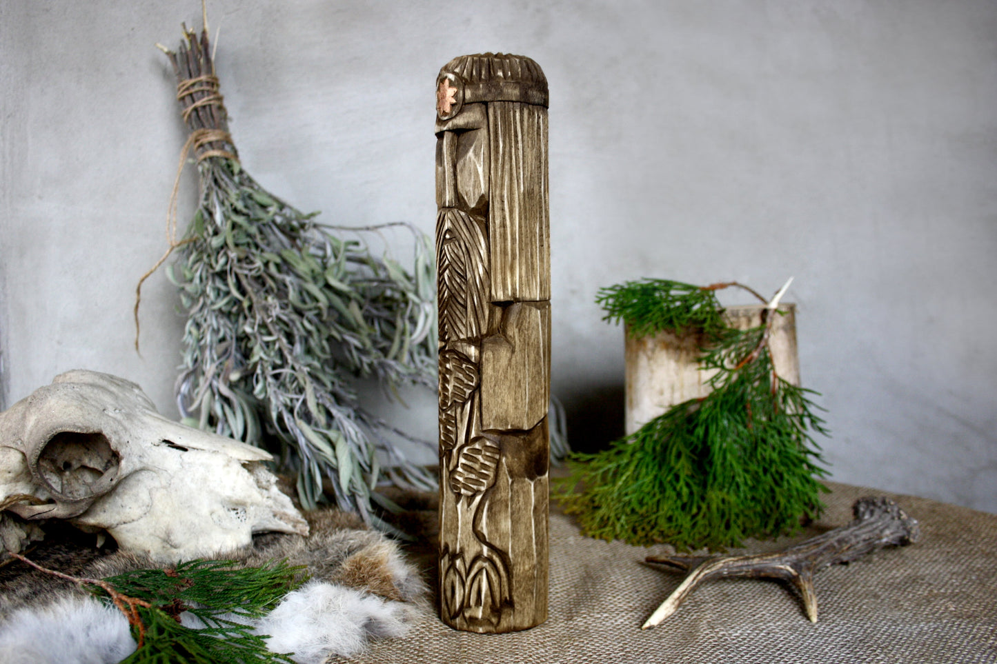 Wooden statue of main Slavic God ROD