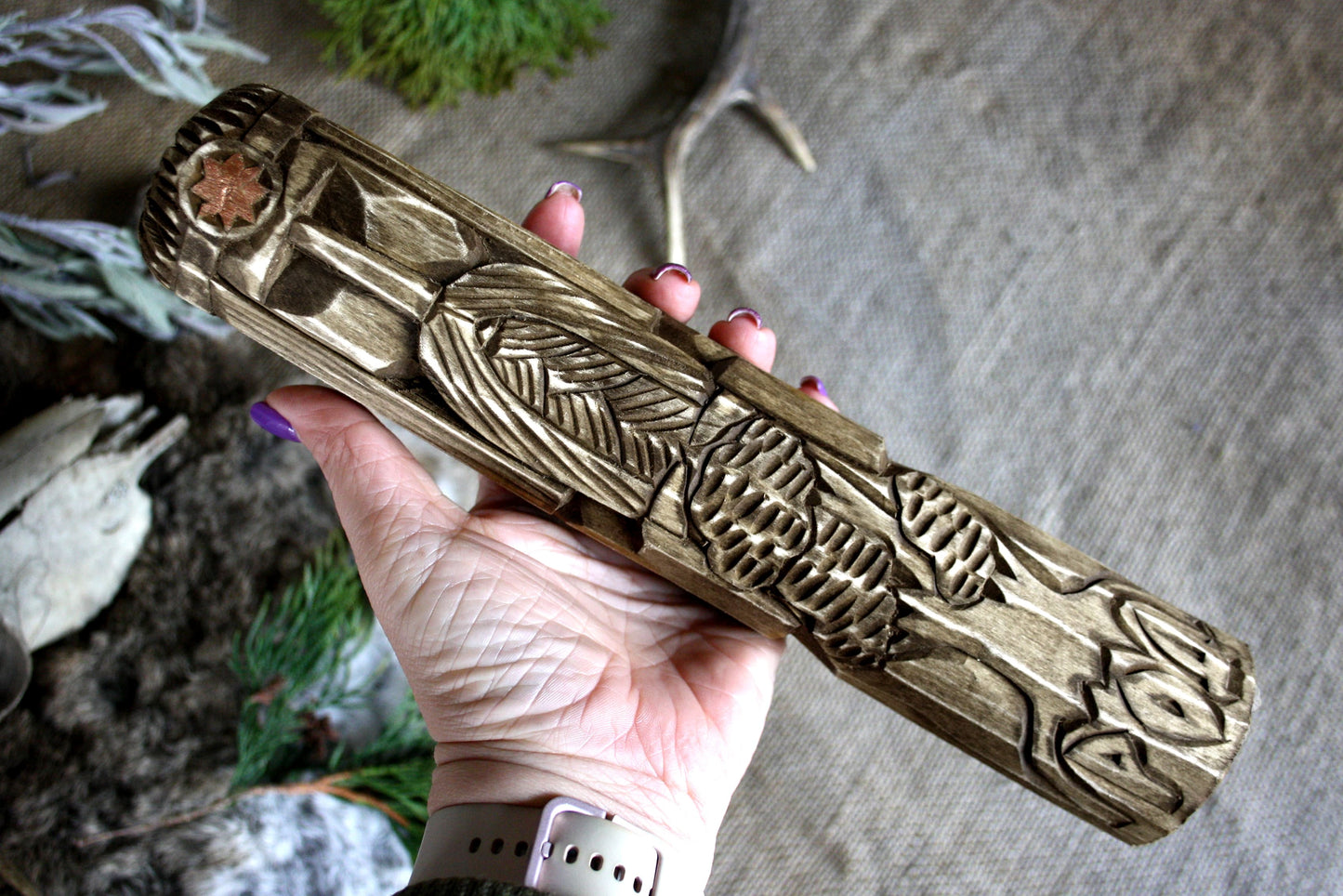 Wooden statue of main Slavic God ROD