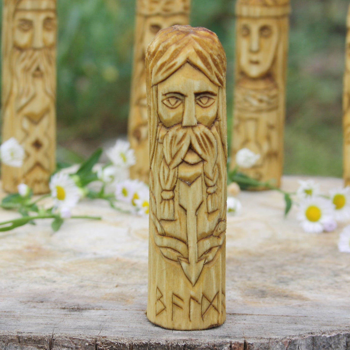 Balder wooden statue 10 cm hand carved Norse god figurine