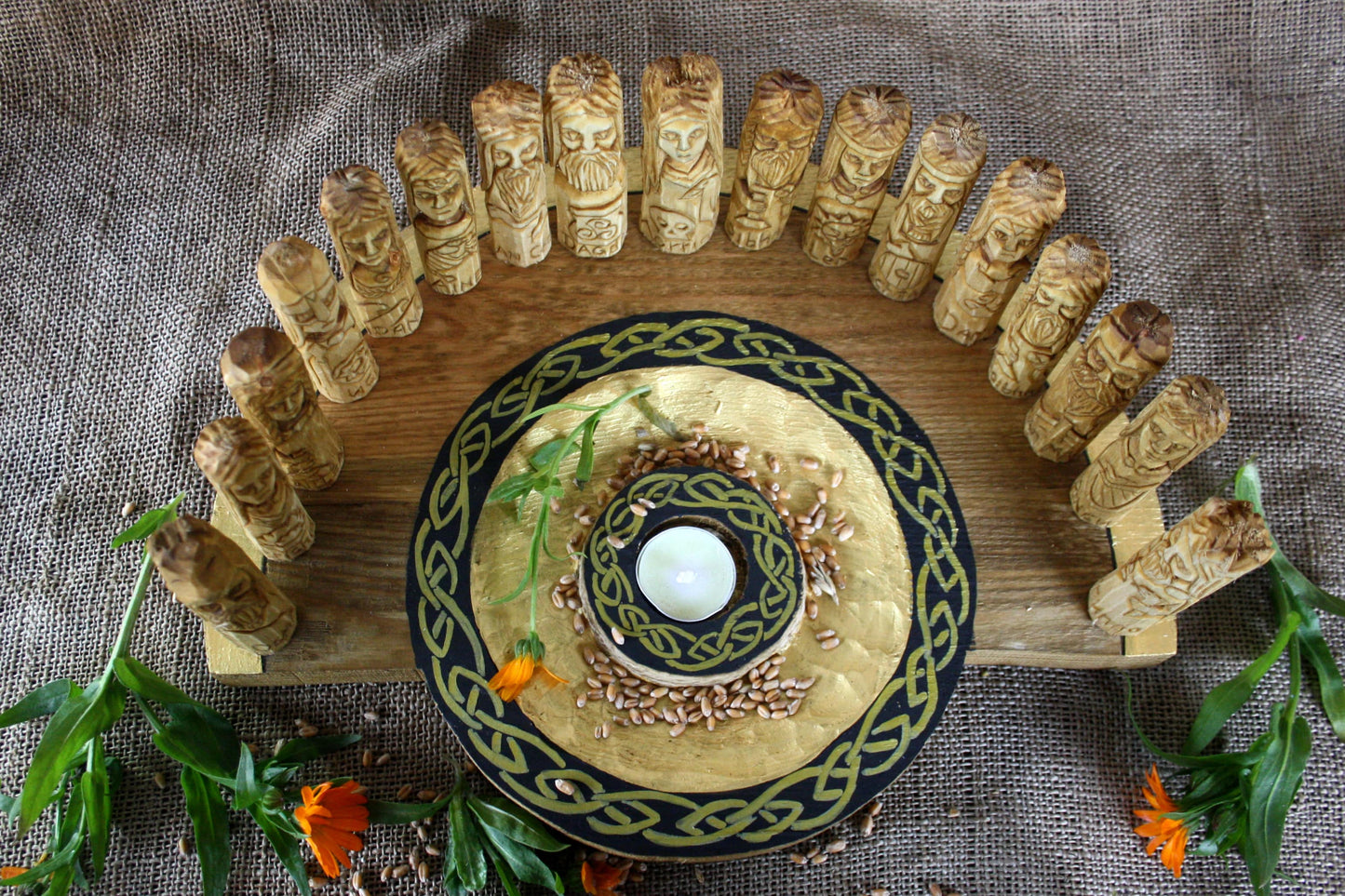 Small Celtic Pantheon of gods. Celtic altar.