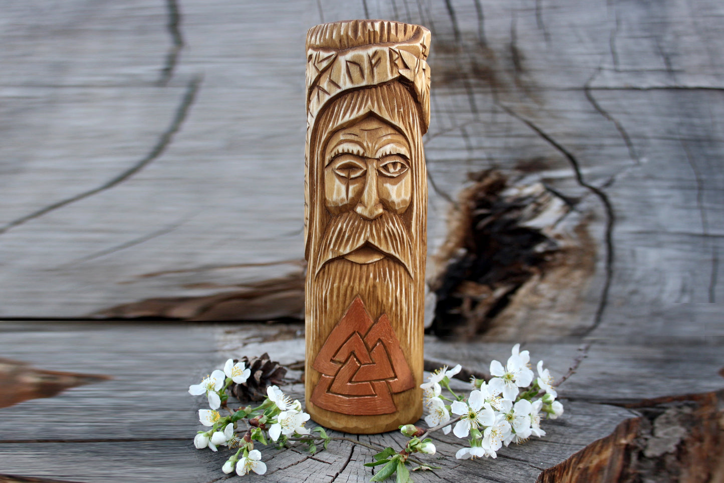 Wooden panel of Norse god ODIN