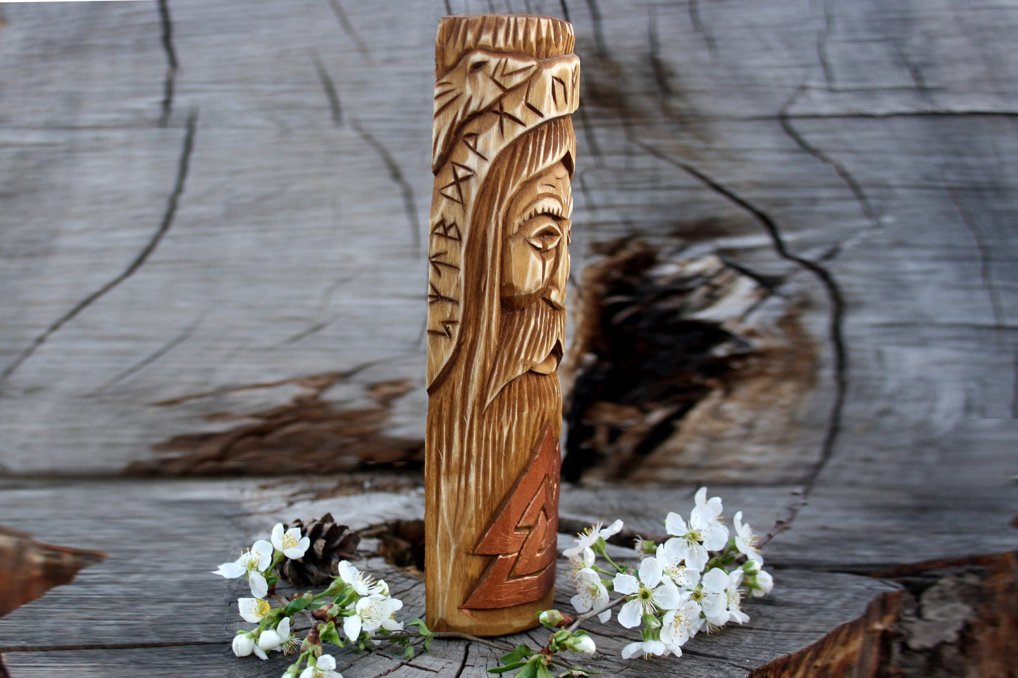 Wooden panel of Norse god ODIN