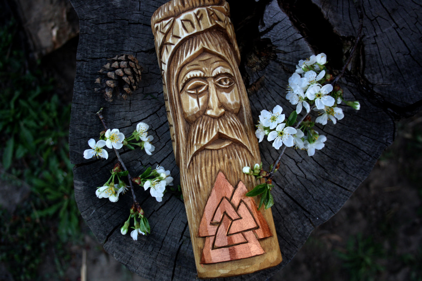 Wooden panel of Norse god ODIN