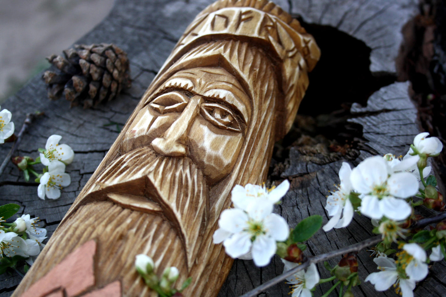 Wooden panel of Norse god ODIN