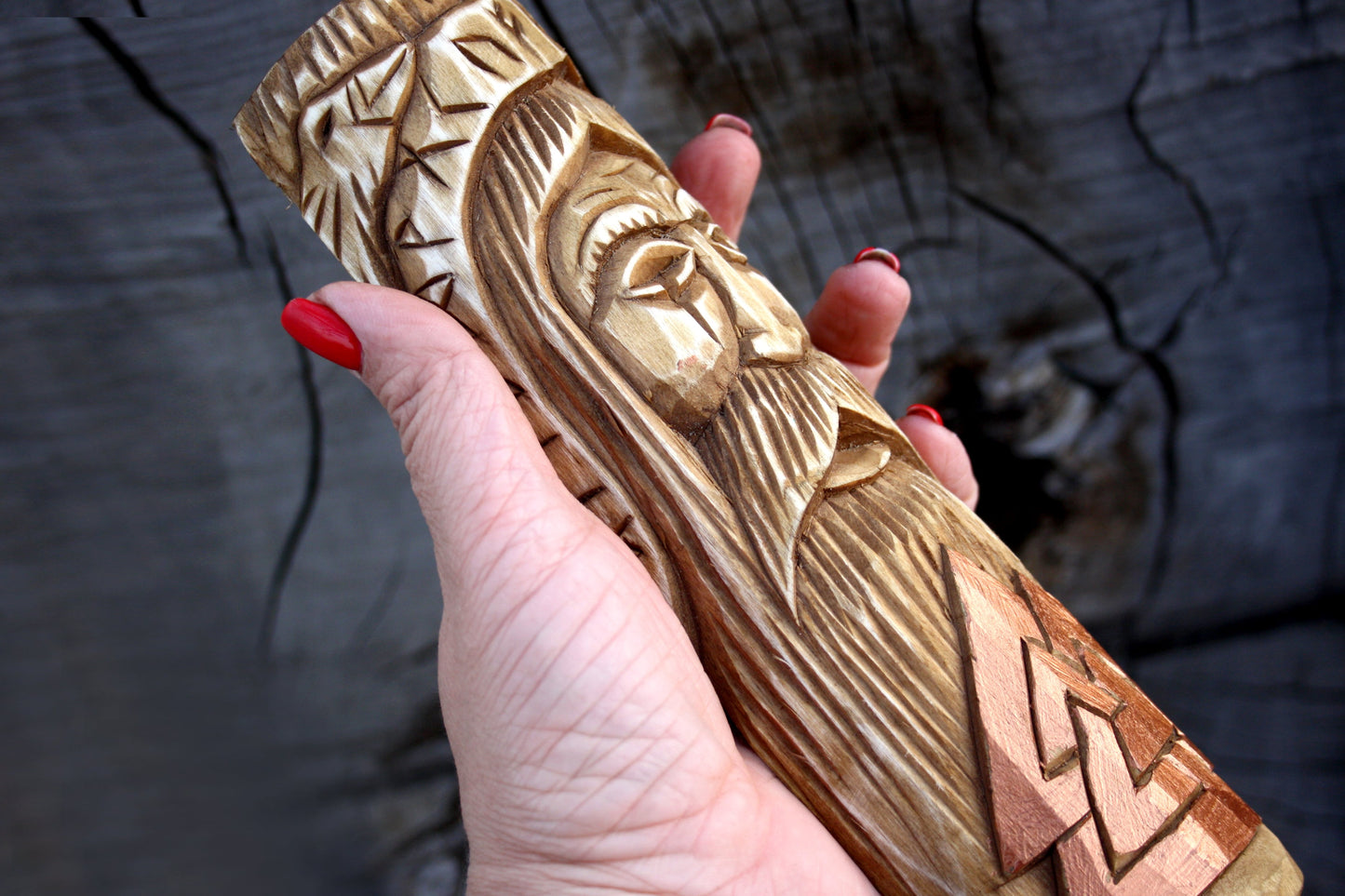 Wooden panel of Norse god ODIN