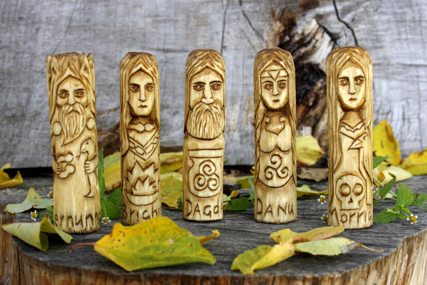 Celtic set of wooden gods