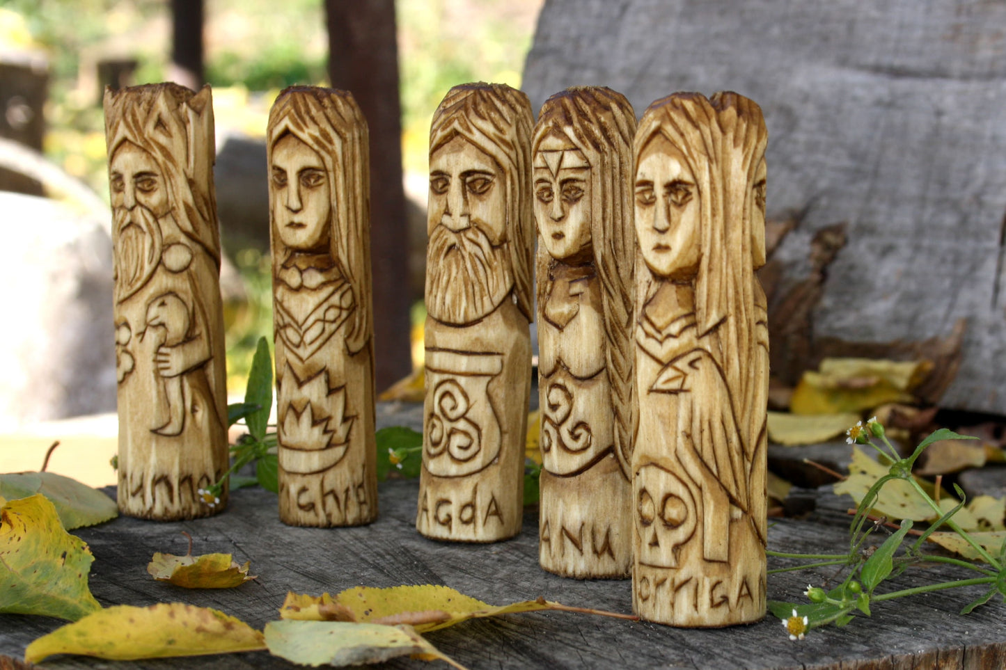 Celtic set of wooden gods