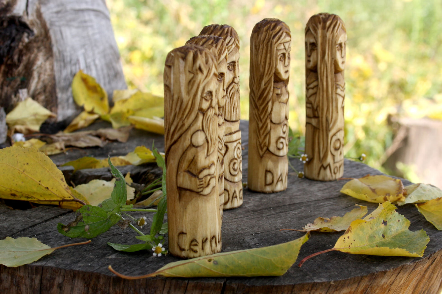 Celtic set of wooden gods