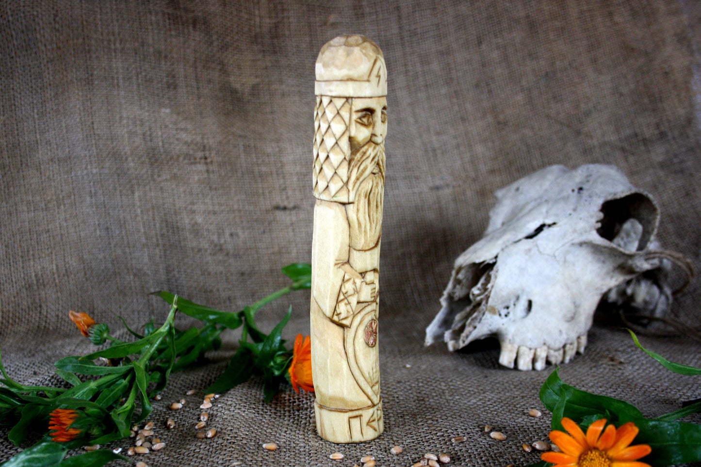 Hand carved figurine of the Slavic god Perun