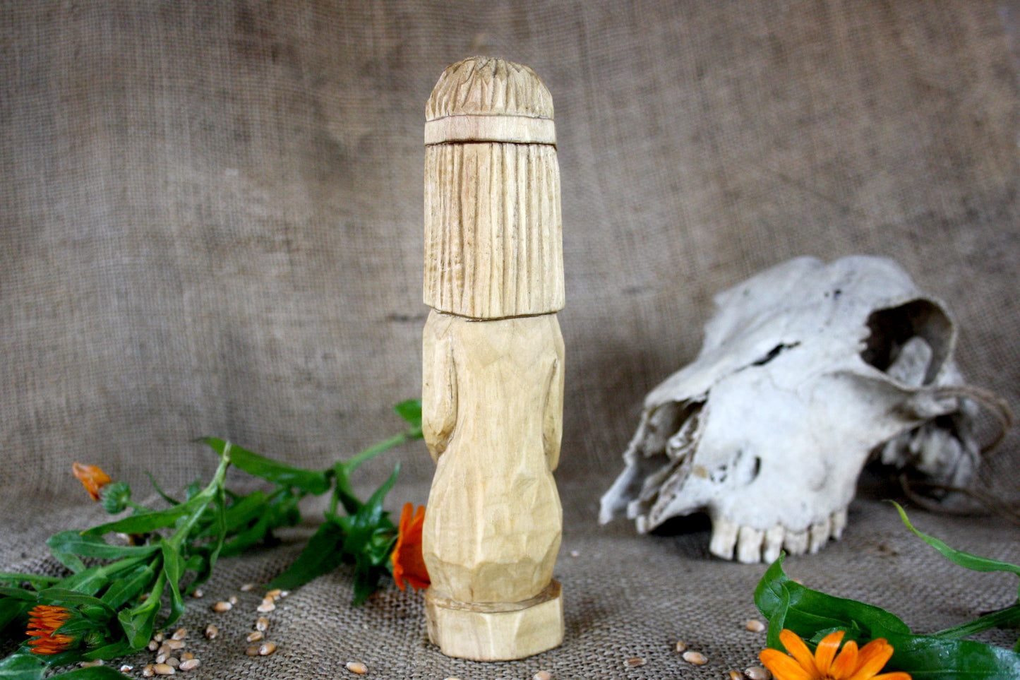 Hand carved figurine of the Slavic god Rod