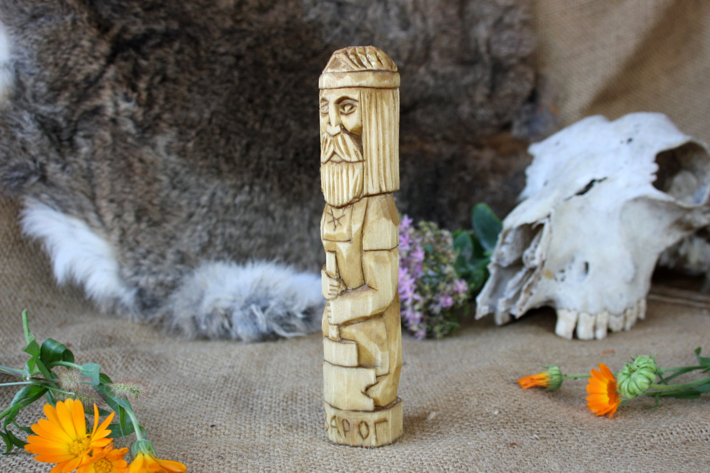 Wooden figurine of Slavic God SVAROG