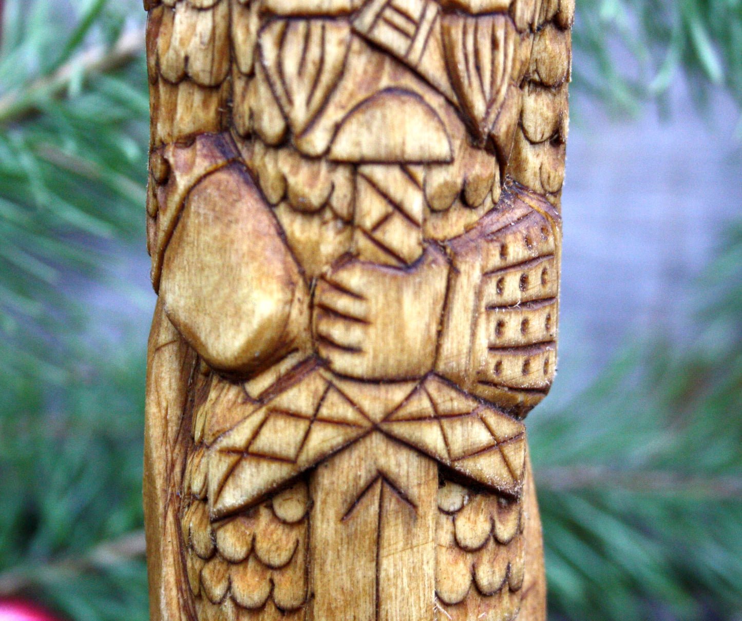 Norse god tyr. big hand crafted wooden statue of tyr. norse god of war wooden statue