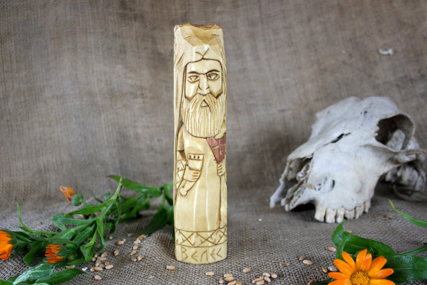 Hand carved figurine of the Slavic god Veles