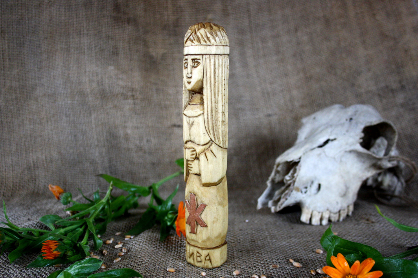 Hand carved figurine of the Slavic goddess Zhiva