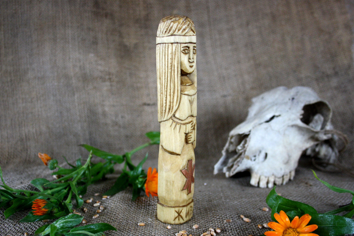 Hand carved figurine of the Slavic goddess Zhiva