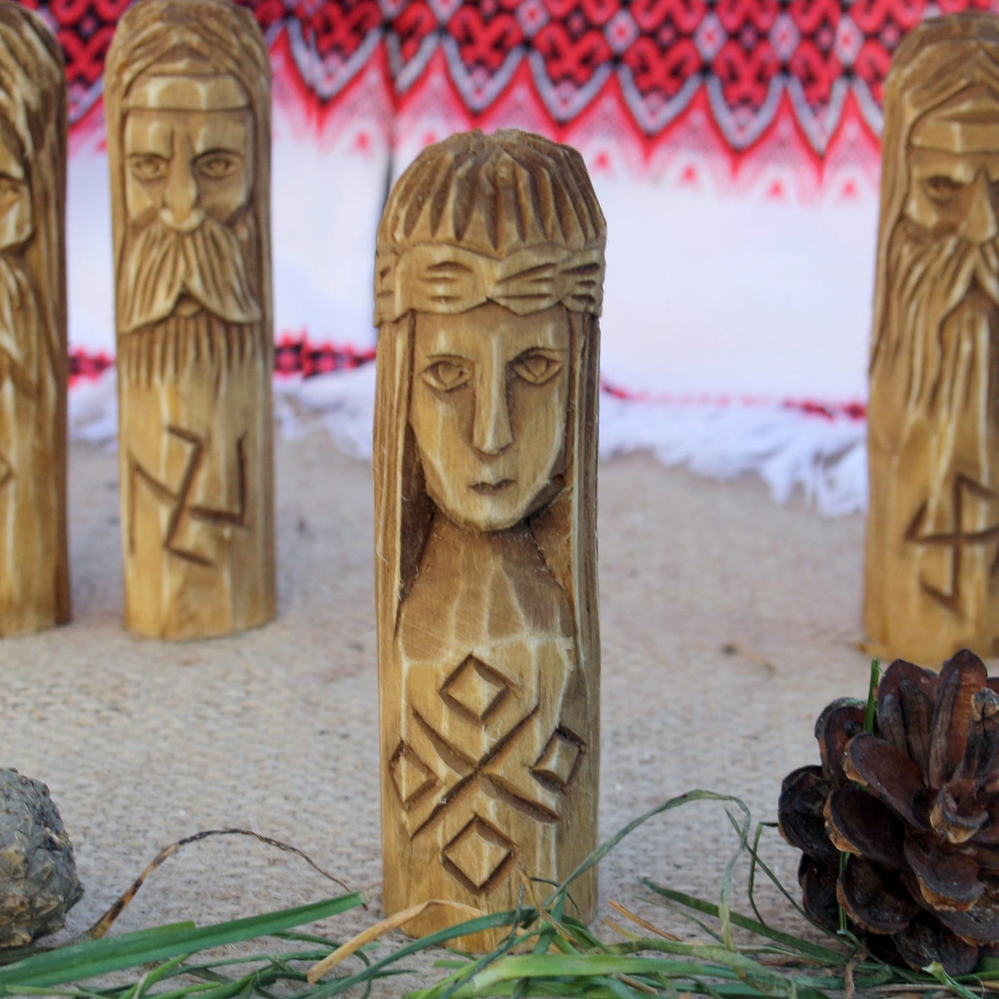 Makosh Slavic goddess hand-carved wooden statue 10 cm