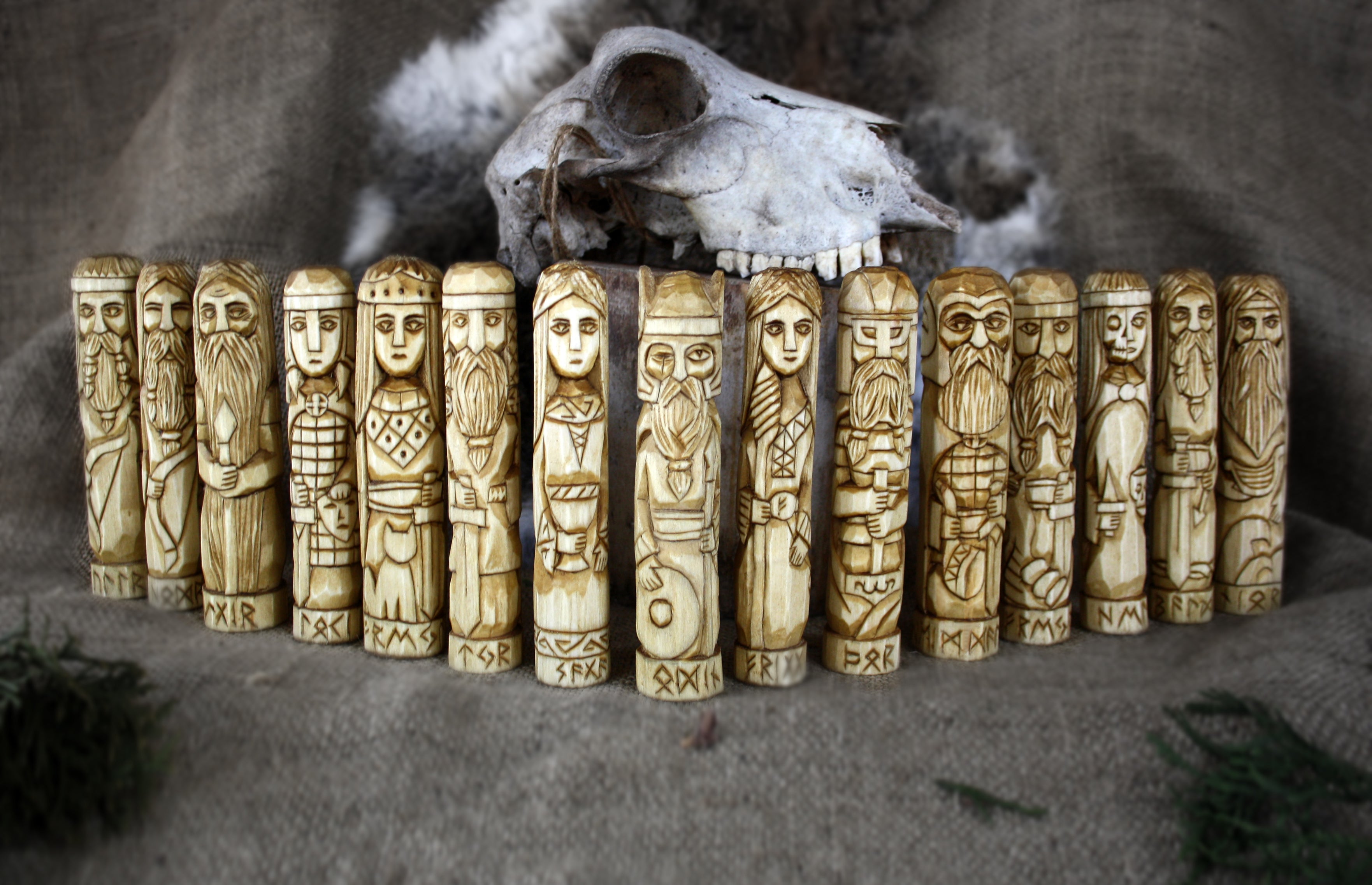 Scandinavian pantheon of gods norse wooden gods