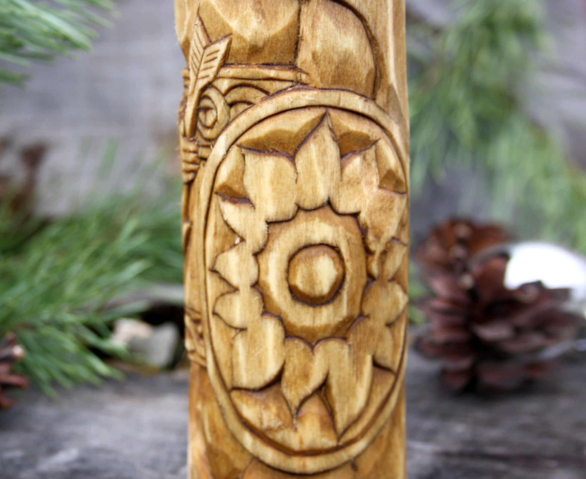 Norse god balder. big hand crafted wooden statue. viking's god. balder statue. celtic god statues