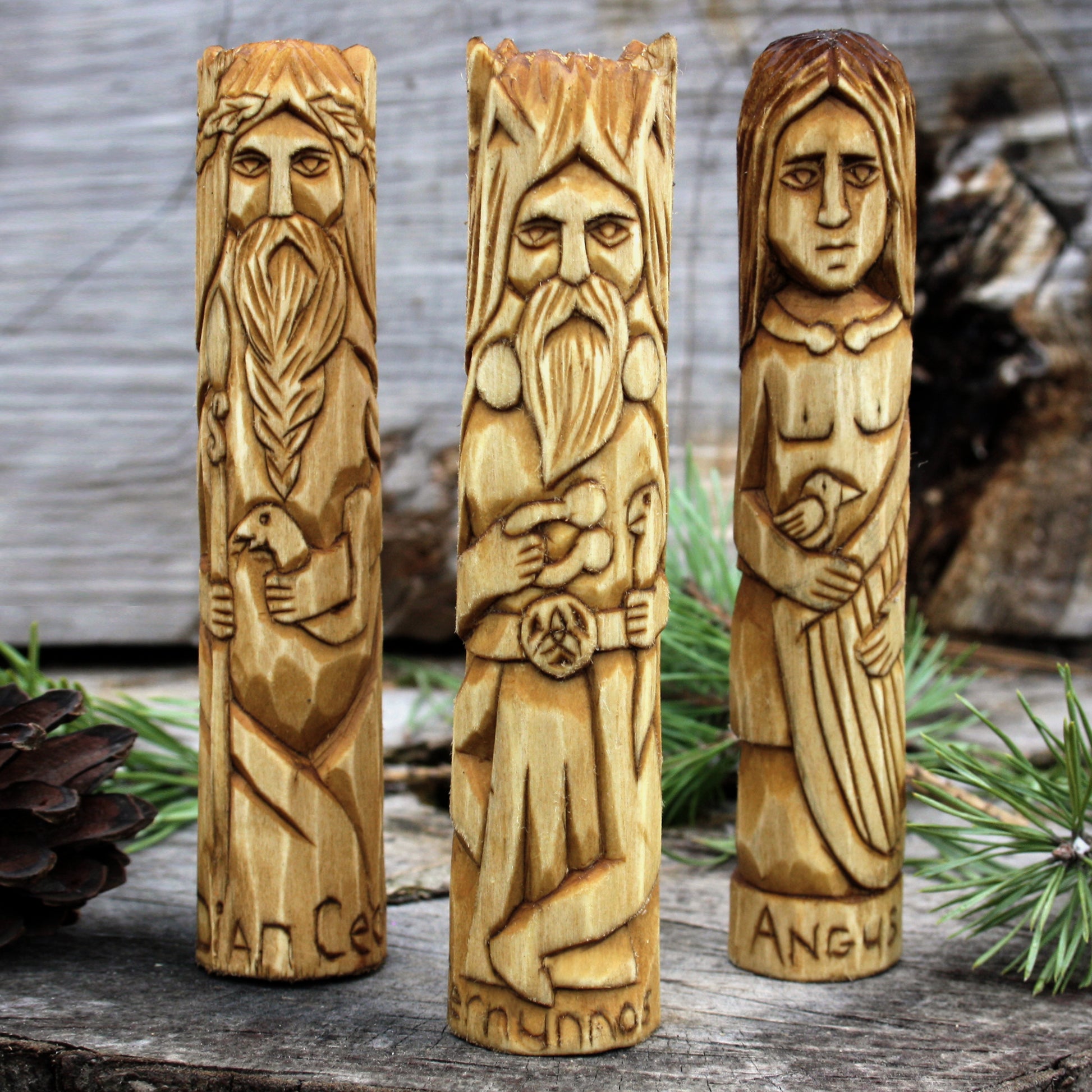 Cernunnos Celtic god statue on pagan altar background