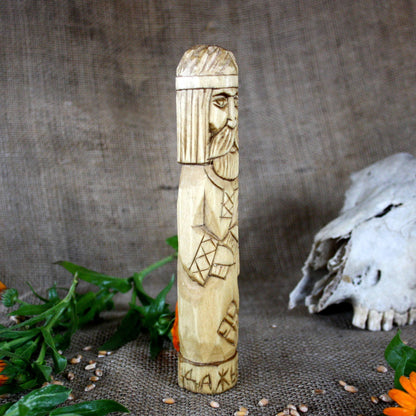 Dazhbog Slavic God Wooden Idol 18 cm | Hand Carved Linden Wood
