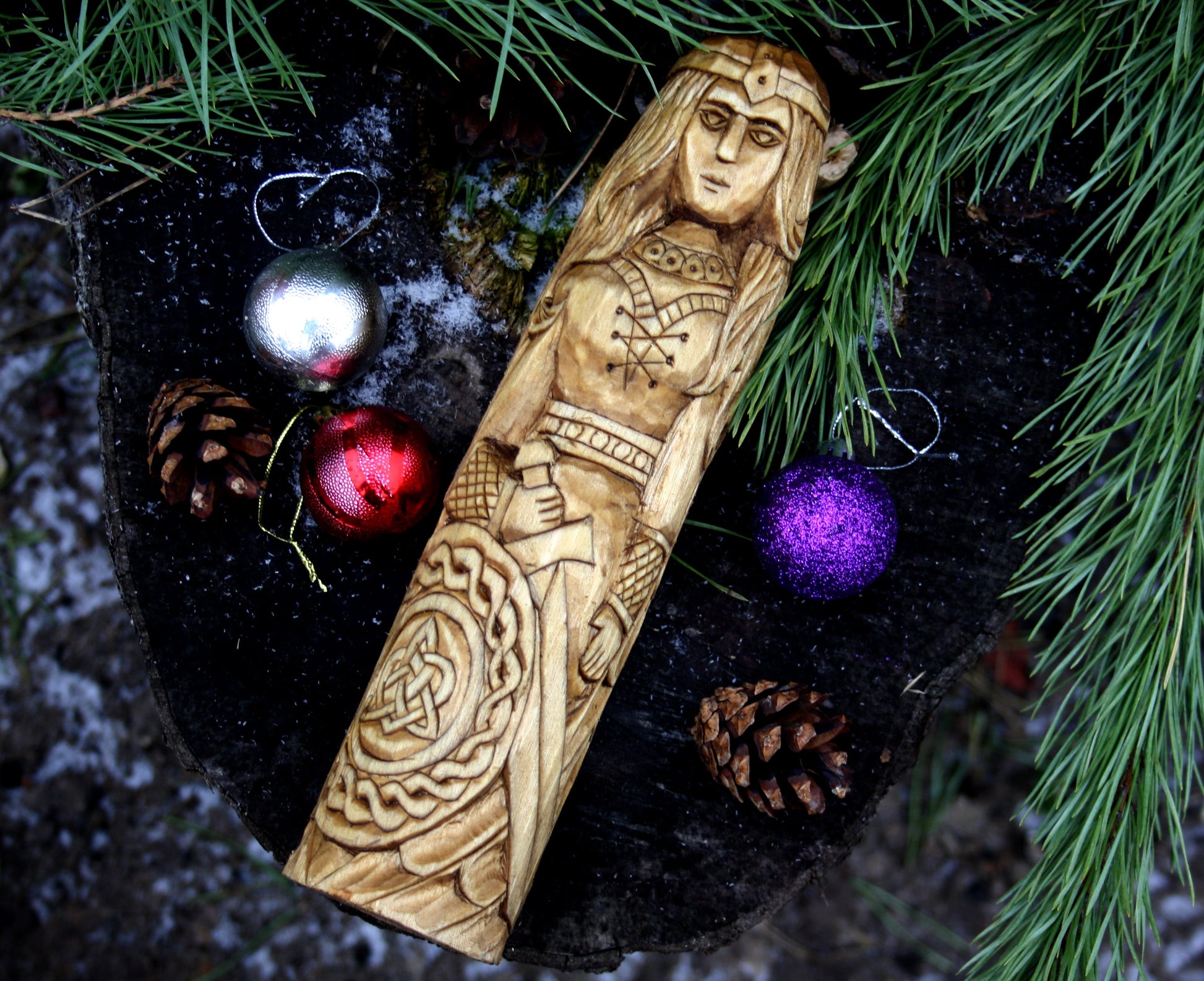 Freya wooden statue