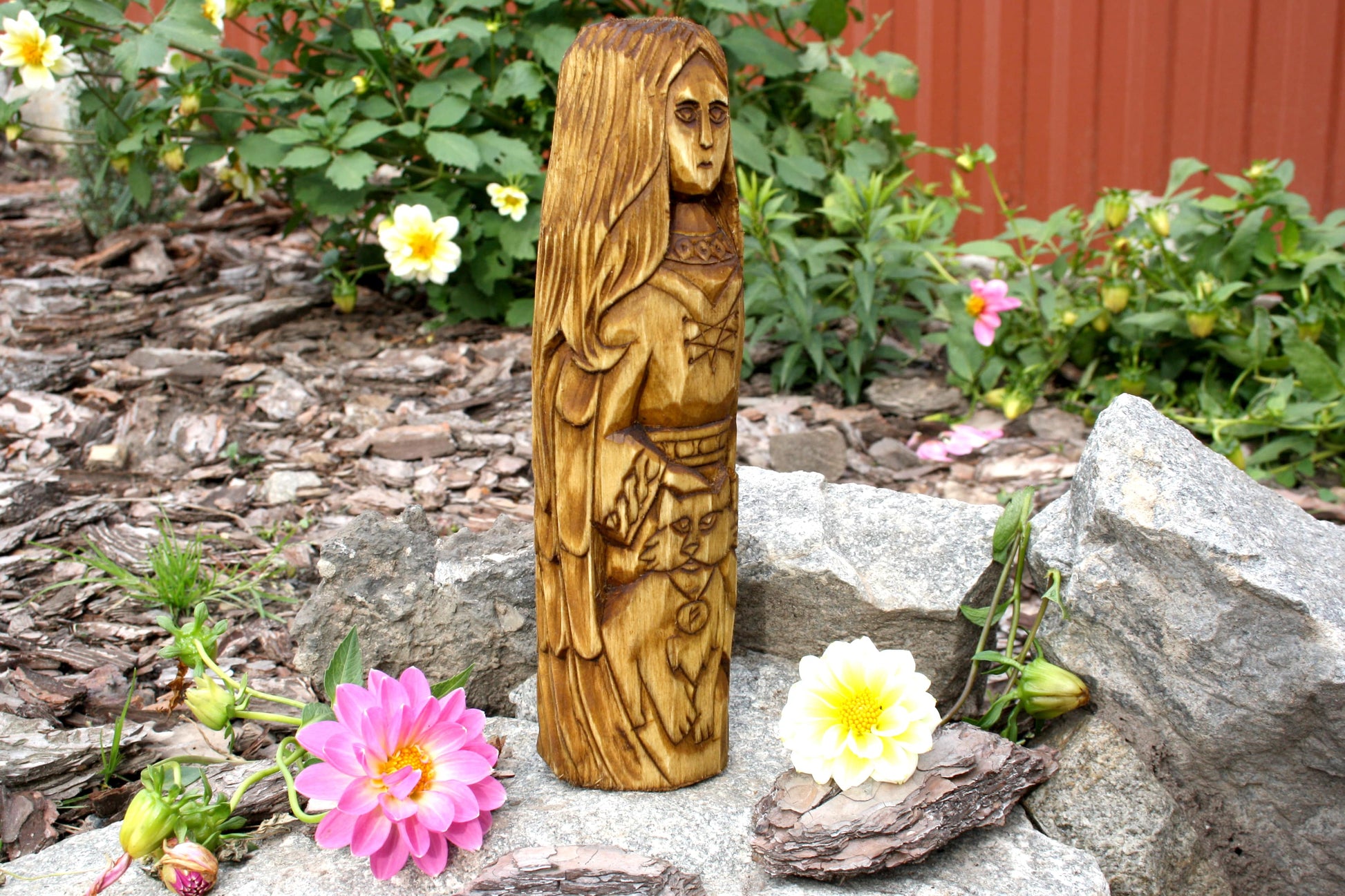 Freya wooden statue