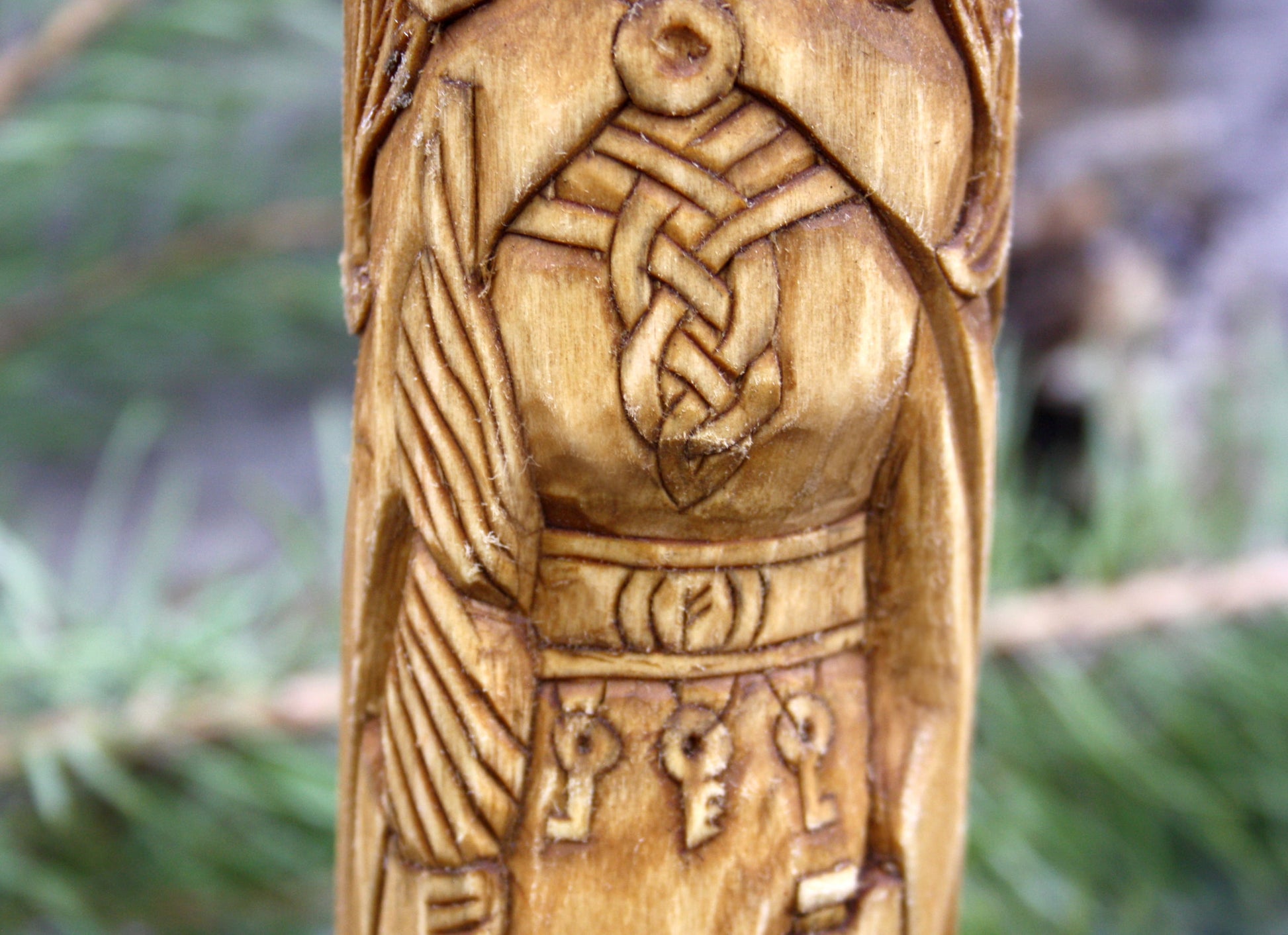 Big hand crafted wooden statue of frigg norse goddess frigg. viking's goddesses. frigg statue.