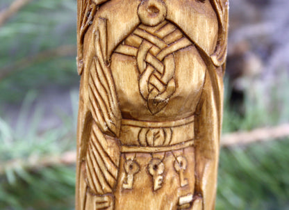 Big hand crafted wooden statue of frigg norse goddess frigg. viking's goddesses. frigg statue.