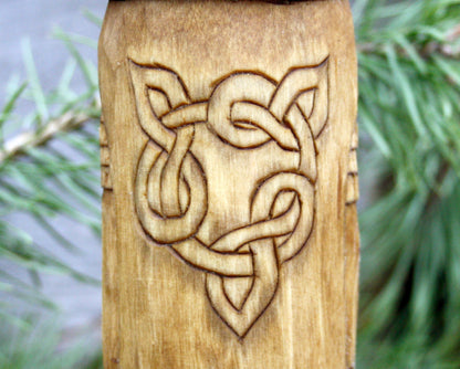 Small wooden celtic altar. handcrafted statue. belenus, mannan mac lir, boann. celtic gods statues