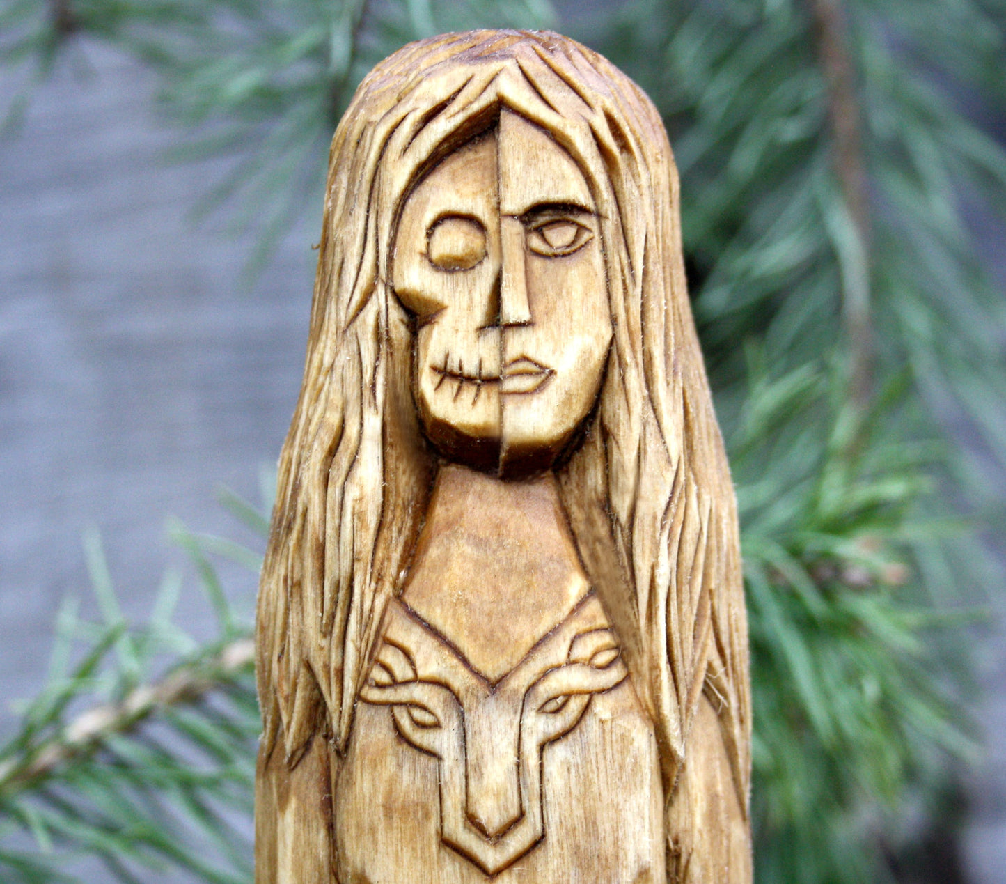 Norse goddess hel. big hand crafted wooden statue of hel. Viking's god. hela. celtic god statues