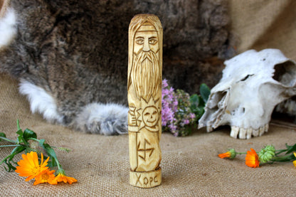 Wooden figurine of Slavic God HORS.