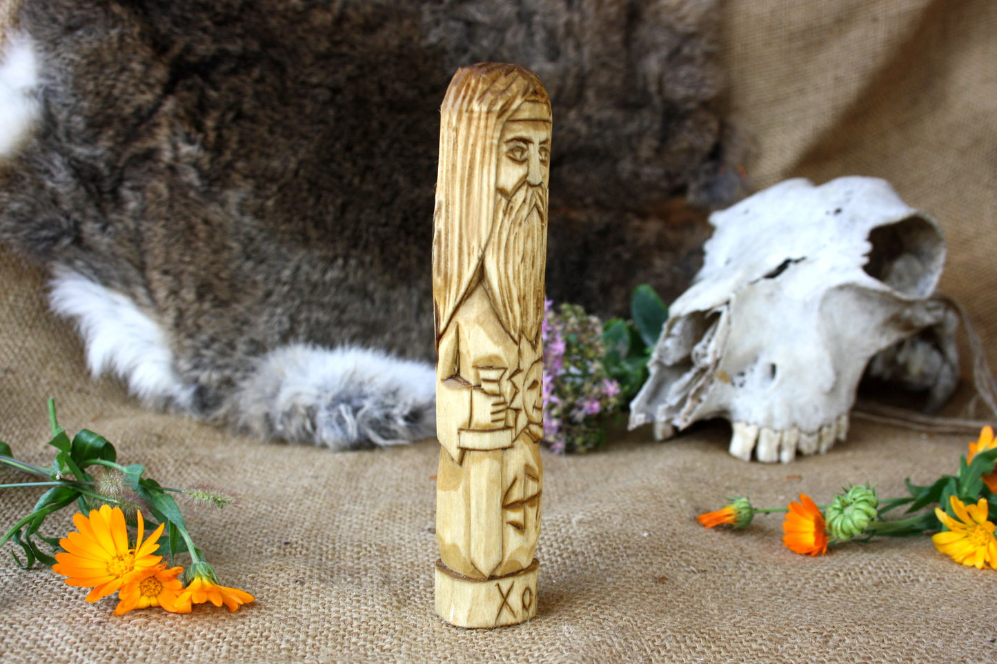 Wooden figurine of Slavic God HORS.